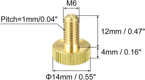 uxcell Knurled Thumb Screws, M6x25mm Flat Brass Bolts Grip Knobs Fasteners for PC, Electronic, Mechanical 10Pcs in Saudi Arabia