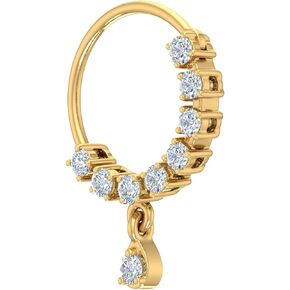 FINEROCK 0.12 Carat Diamond Drop Nose Pin in 14K Gold
