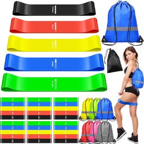36 Pcs Workout Loop Resistance Bands Bulk, Gym Elastic Bands Set, Gym Elastic Bands Set for Fitness Sport Class Students Members Gift Physical with Large Drawstring Backpack Bags