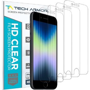 Tech Armor HD Clear Film Screen Protector Designed for Apple NEW iPhone SE 3 (2022), iPhone SE 2 (2020), iPhone 7 and iPhone 8 (4.7 Inch) 4 Pack
