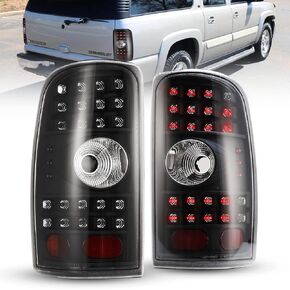 AUTOWIKI LED Tail Lights Fit for 2000-2006 Chevy Suburban/Tahoe/GMC Yukon (not fit Double Door/Barn Door Style models) Tail Lamp Assembly (Black/Smoke) 2PCS