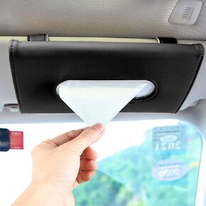 XINLIYA Car Tissue Holder, Sun Visor Napkin Holder, Hanging Paper Towel Case, PU Leather Tissue Box, Universal Auto Leather Visor Tissue Holder for Car Accessories Interior (Beige)