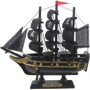 68704 Wood Black Pearl Pirate Ship Fully Assembled 6 Inches