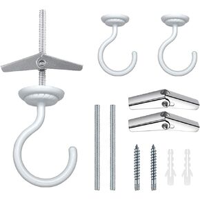 2 Sets Large Swag Ceiling Hooks Heavy Duty Swag Hook with Hardware for Hanging Plants Wind Chimes Light Fixtures Bed Netting etc. Ceiling Installation Cavity Wall Fixing (2 Sets Black)