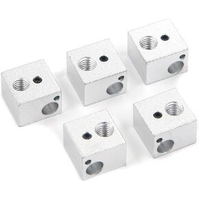 5 Pcs Aluminum Heater Block for 3D Printer, Silver (0.62×0.62×0.47 Inch)