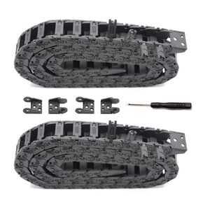 2PCS R18 Internal Size 10X15mm 1Meter Length Black Plastic Flexible Drag Chain Cable Wire Carrier Open Type for 3D Printer and CNC Machines (10mmX15mm-Outside Open)