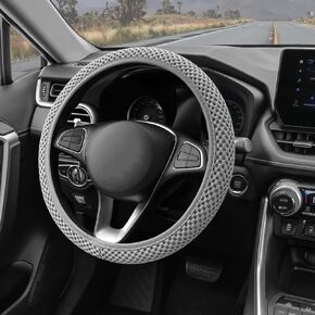 Elastic Stretch Steering Wheel Cover, 15 Inch Universal Anti-Slip Car Steering Wheel Cover for Auto Truck Van SUV, Warm in Winter and Cool in Summer, Odorless,Easy Carry (Black)