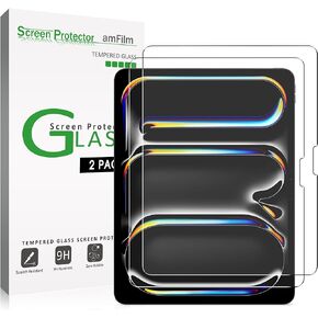 amFilm Screen Protector for iPad Pro 13 inch OLED M4, iPad Air 13 inch M2 6 Generation [2024 Release] Tempered Glass [Face ID & Apple Pencil Pro & Case Compatible] [ Anti-Scratch] [99.99% HD Clear]