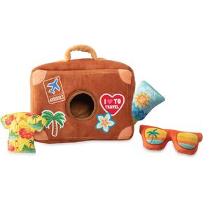 Fringe Studio Hide & Seek Burrow Plush Dog Toy Set, Pack Your Bags(289213), Multicolored