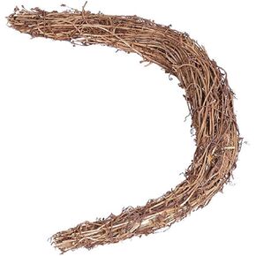 12" Moon Wooden Wreath Grapevine Rattan Vine Branch Wreath for DIY Crafts Holiday Party Decor