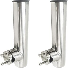 Manifish-Made 2Pcs Stainless Steel Clamp on Fishing Rod Holder for Boat, Rail Mount Rod Holders for Round Rails 7/8" to 1" - Lower Clamp