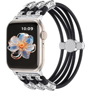 Beaded Bands Compatible with Apple Watch Band 40mm 42mm 38mm 41mm 45mm 44mm 49mm Women, Boho Solace Stretchy Cute Braided Bracelet Band for iWatch Band Series SE Ultra 10 9 8 7 6 5 4 3 2 1
