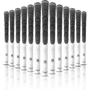 SH88 Series Golf Grip - Standard Size, 13 Pack - Black and White Rubber with Cotton Cord in Saudi Arabia