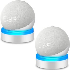 Table Holder for Echo Dot 4th/5th Generation, Stand Mount Base with Light Guide for Echo Dot 4th/5th Gen, Built-in Cable Management(2pack,White)