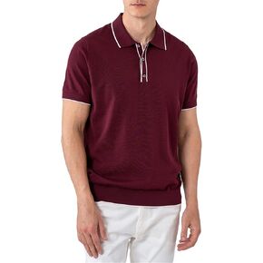 قمصان بولو رجالي من القطن الخالص من ALTAIREGA، قمصان جولف محبوكة، بلوفر صيفي غير رسمي - بولو بأكمام قصيرة، تي شيرت ناعم بقصة ضيقة، أحمر XXXL in Kuwait