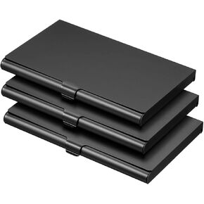 PATIKIL Business Card Holder, 3 Pieces Aluminum Alloy Flip Cover Slim Name Cards Case for Women Men, Black