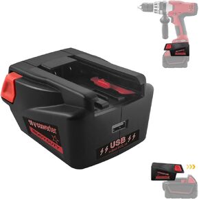 for Milwaukee Battery Adapter, Converter for Milwaukee M18 to V18 18V NI-CD or V18 Lithium Battery Replacement 48-11-1830 48-11-2200 48-11-2230, Work for V18 Power Tool (with USB Port)