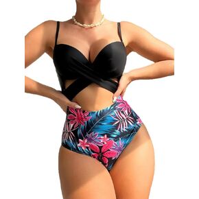 Women's One Piece Swimsuits Tummy Control Cutout High Waisted Bathing Suit Sexy Monokini Swimwear
