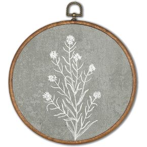 KSDUT Boho Neutral Wall Art Decor - Minimalist Botanical Plant Textile Wall Art Canvas Frame Hanging Prints, Retro Rustic Nature Flowers Wall Art Decor for Farmhouse Home Bedroom Decorations 8"x8"
