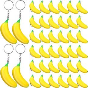 Jexine 20 Pack Banana Keychains Stretchy Toys Banana Fidget Toys Stress Toy for Birthday Party Favors School Supplies