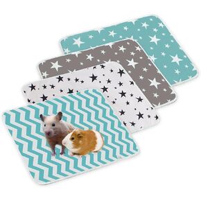 4Packs Guinea Pig Fleece Cage Liners, Guinea Pig Pee Pads - Absorbent Washable Reusable Bedding Pads, Hamster Cage Pee Pad for Small Animals, Guinea Pig Accessories