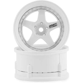 Drift Element 1/10 RC Car Drift Rims Wheels, 2PCS Set, 5-Spoke, Adjustable Offset, Fits Yokomo YD MD RD, MST RMX, Reve D RDX, Redcat RDS, HPI, Tamiya TT & More (Black w/Chrome Lip)