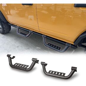 Bronco Running Boards Drop Side Steps Compatible with 2021 2022 2023 2024 Ford Bronco 2 Doors with The Rock Rails,Removable Heavy-Duty Steel Side Bars Step Plates (2 PCS, Black Powder Coated)