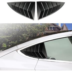YHCDSEA نموذج 3 غطاء مصراع النافذة الجانبية الخلفية كوة نمط رياضي ديكور خارجي رائع لملحقات Tesla Model 3 2017-2023 (أسود لامع)