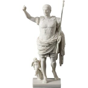 Veronese Design 11 5/8 Augustus of Prima Porta Resin Caesar Sculpture Classic Marble White Finish