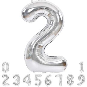 TONIFUL 40 Inch Silver Large Numbers Balloons 0-9, Number 3 Digit 3 Helium Balloons, Foil Mylar Big Number Balloons for Birthday Party Anniversary Supplies Decorations