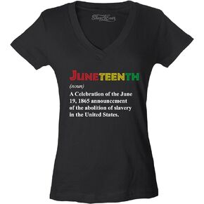 shop4ever Juneteenth Definition June 19th 1865 Women's V-Neck T-Shirt Slim Fit