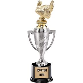 Crown Awards Turkey Trophy, 10.5" Silver Cup Turkey Trophies with Engraving Included Prime