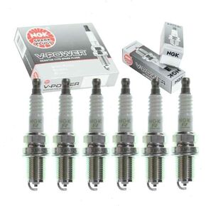 6 pc NGK V-Power Spark Plugs compatible with Toyota Highlander 3.0L 3.3L V6 2001-2010