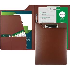 Portfolio Folder Binder-Business Leather A4 Padfolio Portfolio, Durable and Lightweight Conference Interview Resume Document Binder Organizer with Card Holder Writing Pad, Black