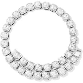 Iced Out Zircon Necklace for Men, Silver Tone Chain, AAA Quality Gift Necklace