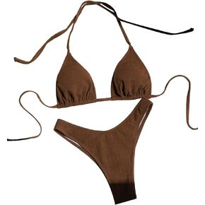 GORGLITTER Women's 2 Piece Swimsuit Halter Bikini Sets High Cut Bathing Suit