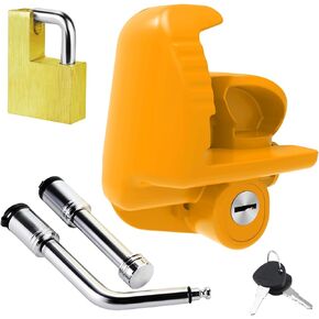 Trailer Hitch Security Lock Set Including U-Shaped Universal Ball Hitch Lock, 1/2" and 5/8" Receiver Hitch Pin Lock, Golden Trailer Hitch Lock Coupler Locking Pin, Share the Same 2 Keys (orange)