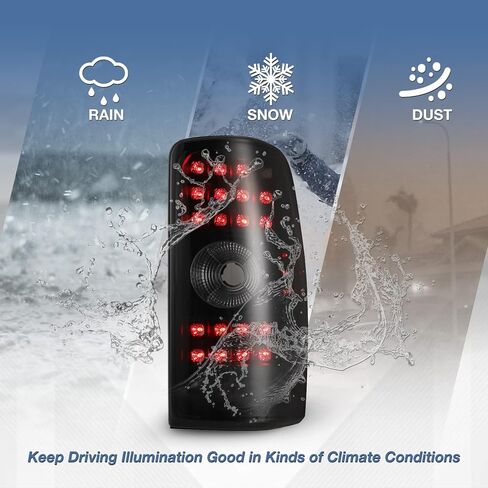 مصابيح خلفية LED AUTOWIKI مناسبة لـ 2000-2006 Chevy Suburban/Tahoe/GMC Yukon (غير مناسبة لنماذج نمط الباب المزدوج/باب الحظيرة) مجموعة مصابيح الذيل (أسود/دخان) قطعتان in Kuwait