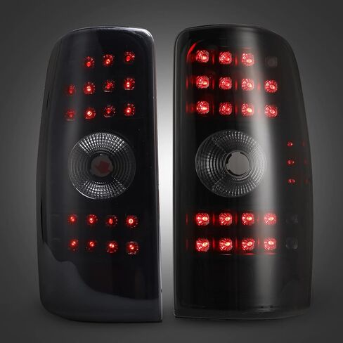 مصابيح خلفية LED AUTOWIKI مناسبة لـ 2000-2006 Chevy Suburban/Tahoe/GMC Yukon (غير مناسبة لنماذج نمط الباب المزدوج/باب الحظيرة) مجموعة مصابيح الذيل (أسود/دخان) قطعتان in Kuwait