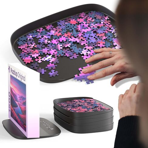 Puzzlup Stackable Puzzle Trays with Box Display Design - Set of 6 Unique Puzzle Sorting Trays - Up to 1500 Pieces - Premium Jigsaw Puzzle Accessory in Saudi Arabia