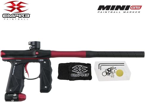 Maddog Empire Mini GS Electronic Full Auto Paintball Gun Marker w/ 68/4500 Carbon Fiber HPA Paintball Tank & Empire Halo Too Electronic Paintball Loader Starter Package - Dust Black/Dust Red in Saudi Arabia