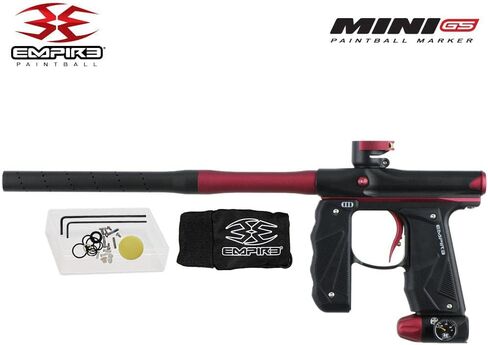 Maddog Empire Mini GS Electronic Full Auto Paintball Gun Marker w/ 68/4500 Carbon Fiber HPA Paintball Tank & Empire Halo Too Electronic Paintball Loader Starter Package - Dust Black/Dust Red in Saudi Arabia