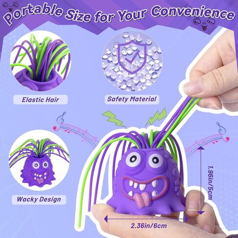 Fidget Toys Hair Pulling Stress Relief Toys with LED Light Differernt Screams Novelty Screaming Monster Toys for Adults Teens Autism (Blue&Purple, 2P) in Saudi Arabia