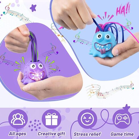 Fidget Toys Hair Pulling Stress Relief Toys with LED Light Differernt Screams Novelty Screaming Monster Toys for Adults Teens Autism (Blue&Purple, 2P) in Saudi Arabia