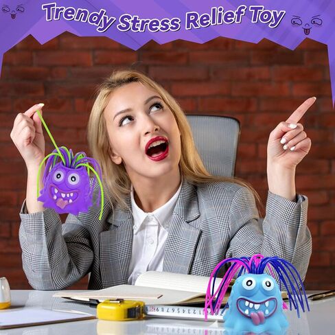 Fidget Toys Hair Pulling Stress Relief Toys with LED Light Differernt Screams Novelty Screaming Monster Toys for Adults Teens Autism (Blue&Purple, 2P) in Saudi Arabia