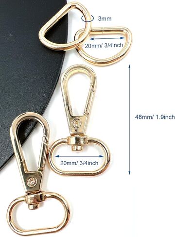 20 Pcs 3/4" Inside Diameter Oval Ring Lobster Clasp Claw Swivel with D-Rings for Strap Push Gate Lobster Clasps Hooks Swivel Snap Fashion Clips (Antique Brass 3/4 inch) in Saudi Arabia