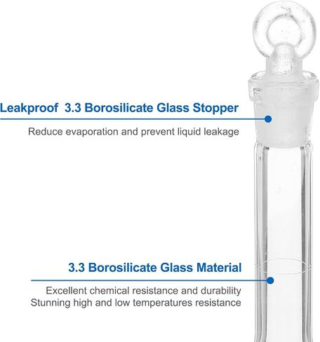 PATIKIL 10ml Volumetric Flask, 2Pcs 3.3 Borosilicate Glass Graduated Volumetric Measuring Flask with Glass Stopper Tolerance 0.18ml for Lab Experiment, Clear in Saudi Arabia