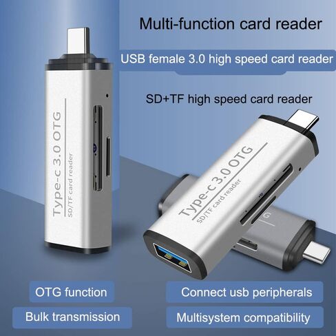 SD Card Reader, High-Speed USB C to Micro SD Card USB 3.0 OTG Adapter Dual Slots, Memory Card Reader for SD/Micro SD/SDHC/SDXC/MMC, Compatible with MacBook Pro/Air, Chromebook, Android Galaxy in Saudi Arabia