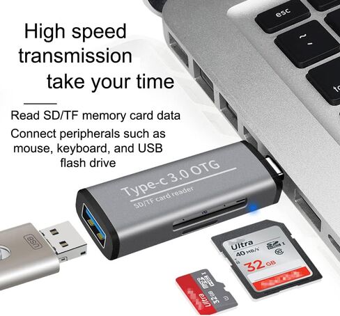 SD Card Reader, High-Speed USB C to Micro SD Card USB 3.0 OTG Adapter Dual Slots, Memory Card Reader for SD/Micro SD/SDHC/SDXC/MMC, Compatible with MacBook Pro/Air, Chromebook, Android Galaxy in Saudi Arabia