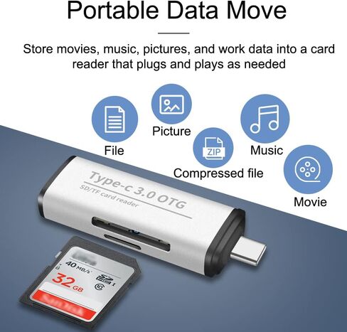 SD Card Reader, High-Speed USB C to Micro SD Card USB 3.0 OTG Adapter Dual Slots, Memory Card Reader for SD/Micro SD/SDHC/SDXC/MMC, Compatible with MacBook Pro/Air, Chromebook, Android Galaxy in Saudi Arabia